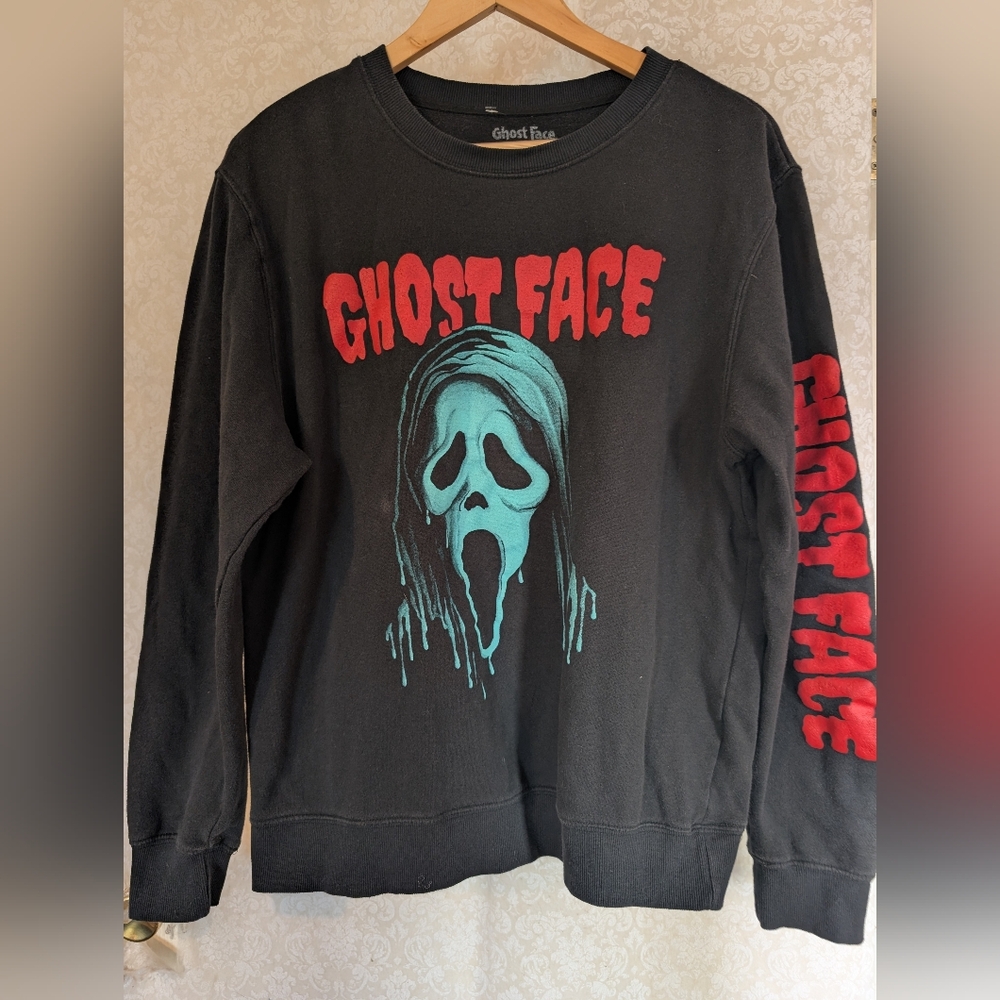 Ghost Face from The Scream Movies Sweatshirt Medium Black UNISEX - Picture 7 of 11